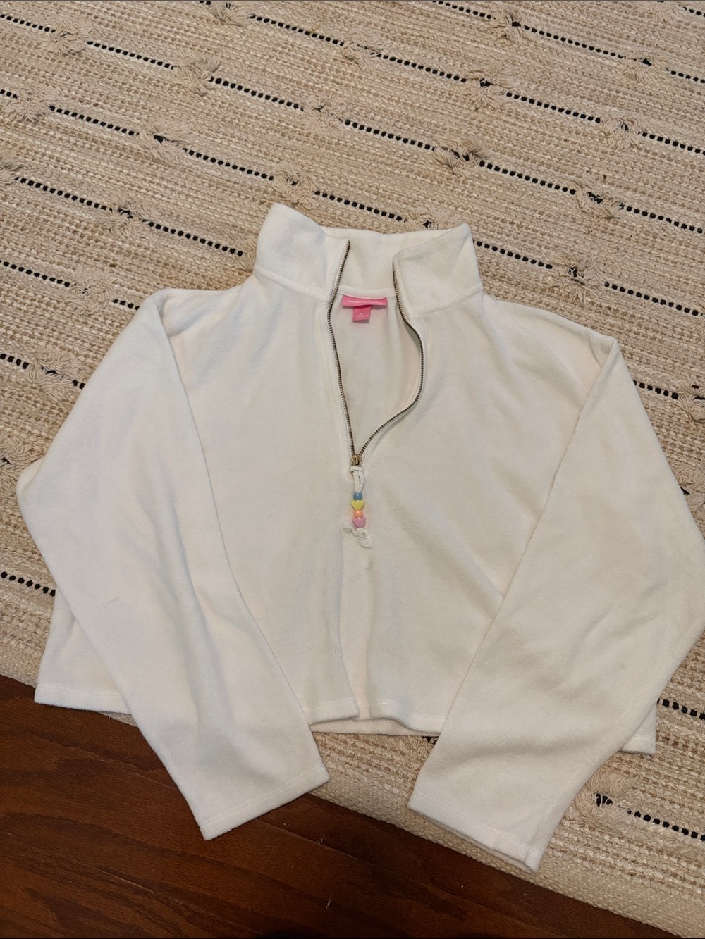 White Half-Zip Terry Pullover